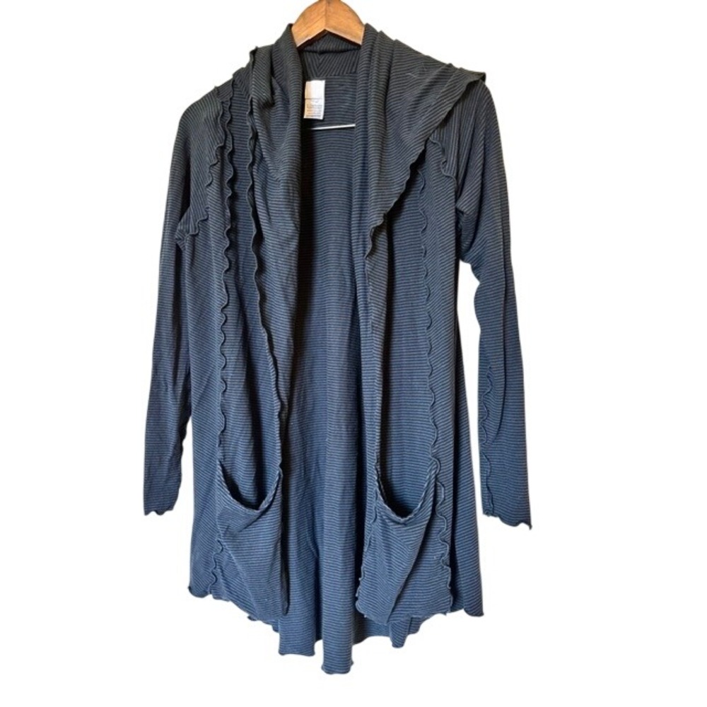 Angelrox Cardigan Wrap Charcoal Stripe Bamboo Organic Cotton Made in the USA